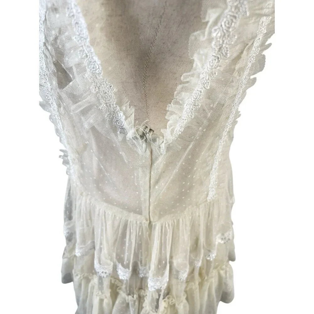 Amy Lynn Dress Cream L Tired Swiss Dot Sheer Fairy Whimsical Romantic Coquette - Picture 5 of 10